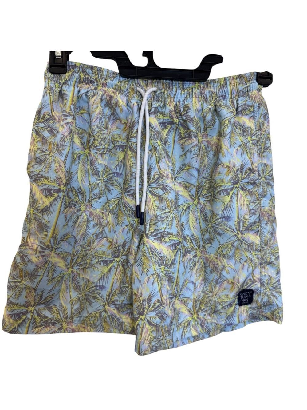 Men's Spicy Tuna Swim Trunks Size S Blue Palm Tree Print
